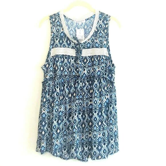 Grayson Threads Blouse Sleeveless Blue White New - Picture 1 of 5